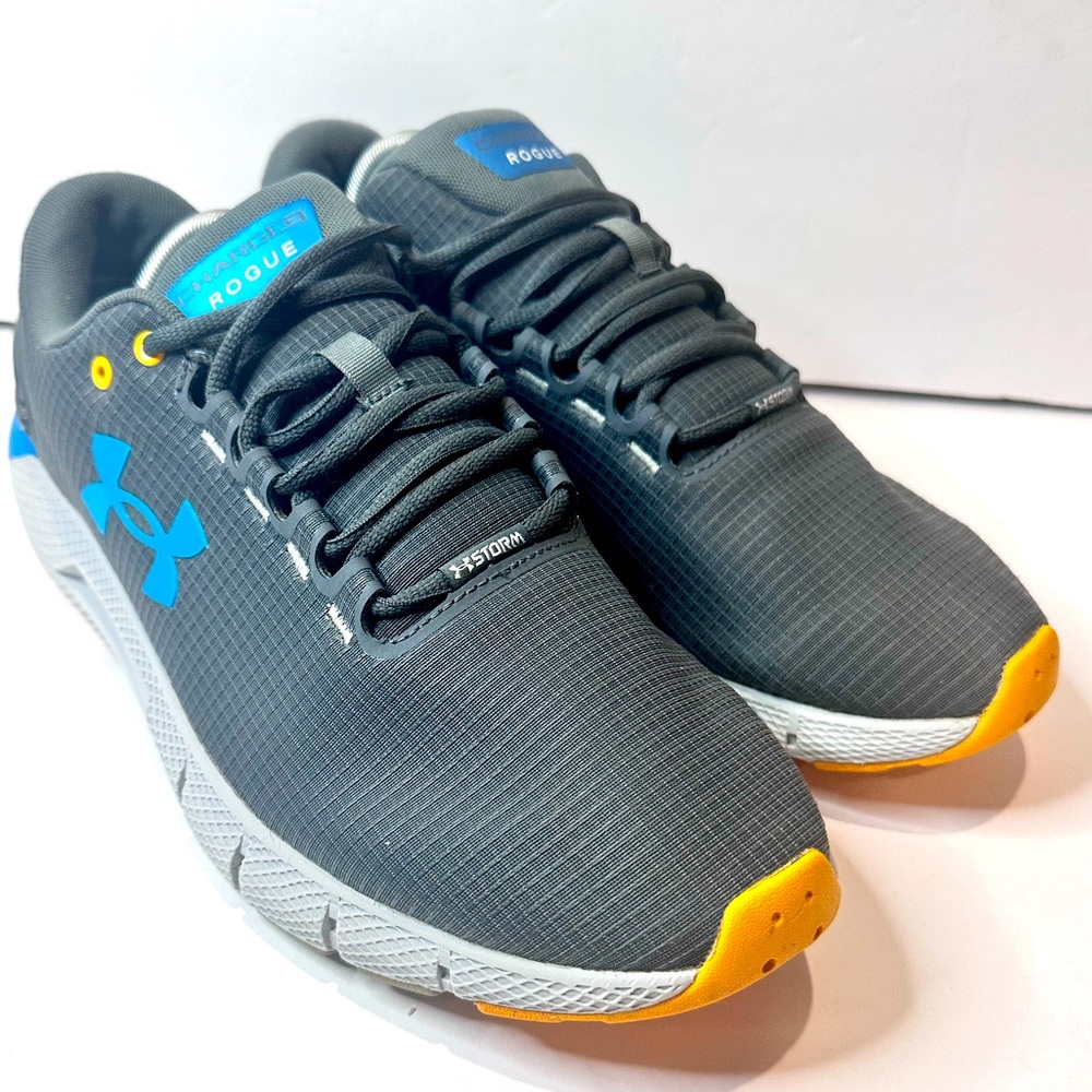 Under Armour Men's Charcoal Athletic Shoes with Blue and Yellow Accents